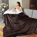 KAWAHOME Sherpa Fleece Queen Size Blanket for Bed - Extra Warm and Heavy Thick Blankets for Winter, Super Soft 500GSM Plush Blanket, 90"X 90" Brown