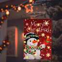 Merry Christmas Lighted Garden Flag Solar Powered Flag Snowman Buffalo Plaid Welcome Flags Vertical Double Sided Burlap Yard Flag for Outdoor Yard Lawn Decorations 12.5 x 18 Inch