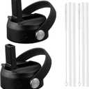 2 x Straw Lid for Hydro Flask Wide Mouth Bottle 16 18 20 32 40 64oz,Flip Flask Cap for Hydroflask,Leak Proof Sports Water Bottle Top Accessories (Black)