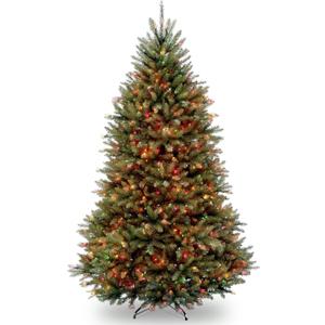 National Tree Company 6.5 ft Pre-Lit Dunhill Fir Full Artificial Christmas Tree, 650 Multicolor Lights, 1,838 Tips, Includes Stand, Green
