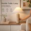 18.11" Mid Century Marble Table Lamp with Beige Linen Shade