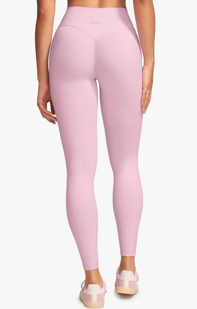 Womens High Waist No Front Seam Scrunch Butt Leggings Workouts 25 Inches V-Back Scrunch Booty Gym Yoga Pants S Pink