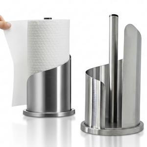 Acellegic Stainless Steel Mountain Paper Towel Holder Countertop with Modern Spiral Cover Stand for Kitchen Roll Organize Freestanding Easy One-Handed Operation for Kitchen Bathroom Dining Table