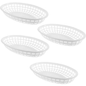 8 Pack Oval Fast Food Baskets Plastic Oval Basket Small Fruit Bread Basket Bin Food Serving Tray for Sandwiches, Burgers, Nachos, Fries, Hot Corn Dogs Food Serving Storage Display Decor