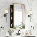 Medicine Cabinet 20 x 28 Inch, Brush Gold Bathroom Medicine Cabinet with Mirror,Metal Beveled Mirror, Adjustable Shelves, Recessed or Wall Mount, Sturdy & Solid, Bathroom Mirror with Storage