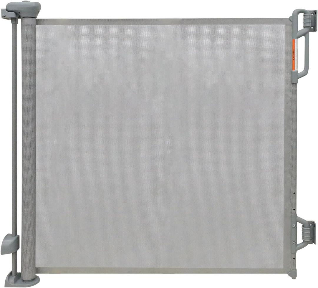 Retractable Baby Gate, 55 Wide Mesh Safety Gate for Babies and Pets, 34 Tall, Easy One-Handed Use, Indoor & Outdoor Stair, Doorway, Hallway Fence (Gray)