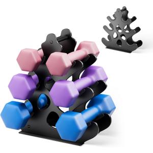 Dumbbell Rack Stand with Anti-Slip Pads for Home Gym, Compact A-Frame Design Weight Rack with Handle, Coral-Inspired & Space-Saving Dumbbell Holder (Dumbbells Not Included)