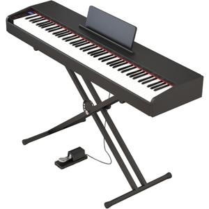 Digital Piano 88 key Semi Weighted Keyboard With X Stand & Sustain Pedal, Full-Size Beginner Electric Piano For Bluetooth, Headphone Mode, USB-MIDI (Black)