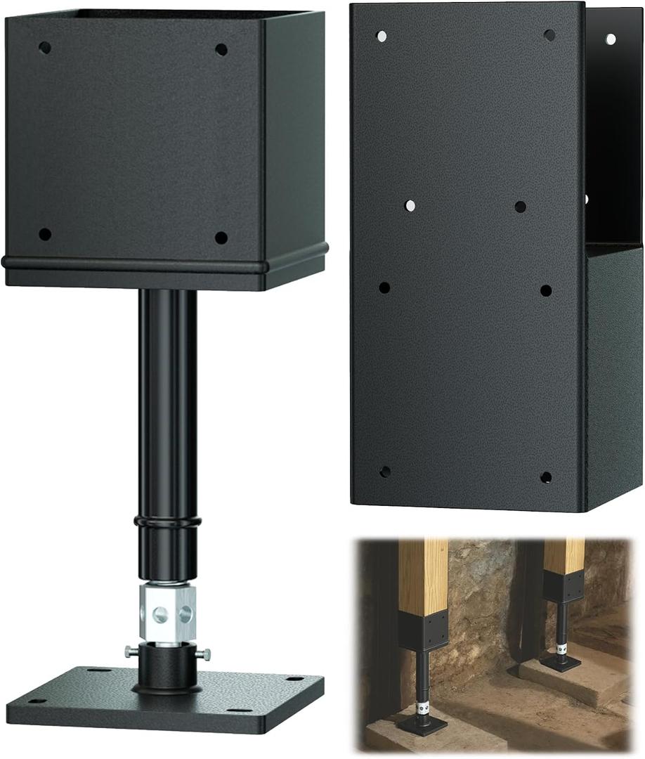 FMhotu Screw Jack Post Kit, 6" x 6" Adjustable Shore Jack & Purlin Splicer, 66000 lbs Max Load Capacity, Temporary House Pole for Leveling, Lifting Floor Crawlspace Basement Shore Beam