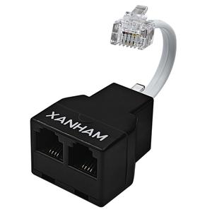 Phone Cable 2 Way Splitter RJ11 6P4C Telephone Line Cord Adapter with 3 inch Cable for Landline Phone Wire, Black, AV01203