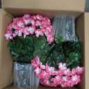 QIANYUN Artificial Topiary for Outdoors- 20 Potted Plant Fake Geraniums Bush-UV Resistant Artificial Outdoor Plant for Front Porch, Garden, Yard, Patio Decor (Pink-White)
