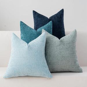 Pack of 4 Throw Pillow Covers 18x18 Boho Cushion Covers for Living Room | Cushonix,Blue Series,Decorative Farmhouse Pillow Covers for Couch Bed Sofa,Home Decor,Soft Square Pillowcase