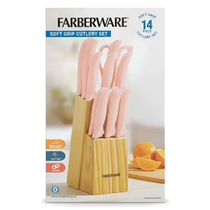 Farberware softgrip 14 piece cutlery set pink