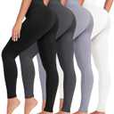VALANDY Creamlush 4 Pack Leggings for Women-High Waisted Ultra Soft Stretchy Yoga Lounge Pants (XX-Large, 4 Pack - Black/Dark Grey/Light Grey/White)