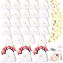 Fullhawl 24 Sets Heart Flower Boxes for Mother's Day, Bouquet Flower Arrangement Gift Boxes with Gold Butterflies Pins and Cards, Floral Gift Packaging for Mom Florist Bouquet DIY(White)