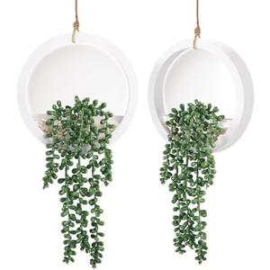 Der Rose 1 Pack Fake Plants Hanging Artificial Succulents Plants in White Pots for Living Room Bathroom Accessories Boho Wall Decor