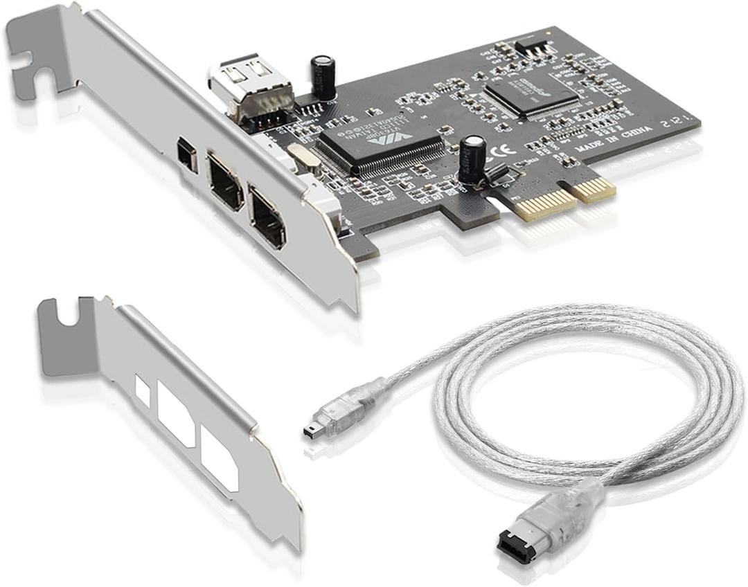 PCIe Firewire 400 Card, IEEE 1394a PCI Express 4 Ports PCIe Card (3 X 6 Pin and 1 X 4 Pin),Firewire 400 Adapter for Windows 7/8/10/11/Mac Os/Xp/2000/2003/ Vista/Dos, Linux(PCIE-IEEE 1394A)