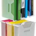 IRIS USA Small Portable Desktop File Box with Open Lid, 6 Pack, Side Handles, Hanging File Folders, Tabs & Inserts, Letter Size, Magazines, Newspapers, Mail, Books, Notebooks, Clear
