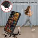 Case for TCL 40XL/TCL 40T /Jitterbug Smart 4 with Tempered Glass Screen Protector,Dual Layer Heavy Duty Shockproof TPU Bumper Raised Corner Protective Phone Case,Vintage Bookshelf