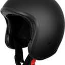 Westt Open Face Motorcycle Helmet DOT Approved Moped Scooter Cruiser 3/4 Half Helmet with Washable Padding and Quick Release Buckle for Men Women Model Vintage (Matt black), M