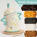 Canister With Attitude,Large Capacity Cute Sassy Tea Pot Storage with Airtight Lid Fun Food Jar Stylish Teapot Large Ceramics Lid, Creative for Coffee, Tea, Sugar, and Spices,With Spoon (Cyan)