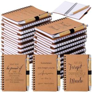 Only 28  Sets Employee Appreciation Gifts Thank You Gifts Spiral Notebooks Bulk Inspirational Journals Motivational Bamboo Ballpoint Pens for Teacher Nurse Staff Coworker