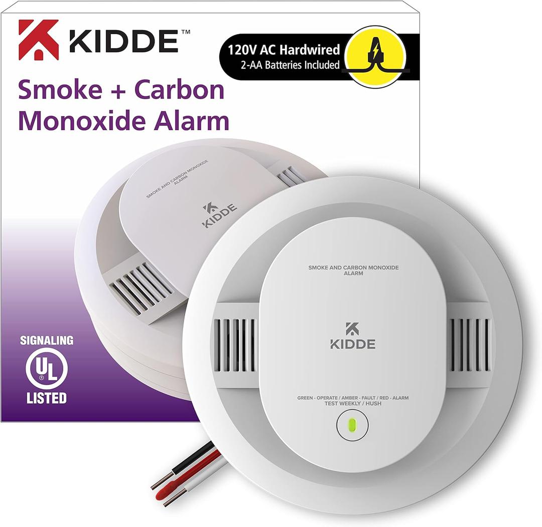 Kidde Hardwired Smoke & Carbon Monoxide Detector, AA Battery Backup, Interconnectable, LED Warning Light Indicators (1 Pack)