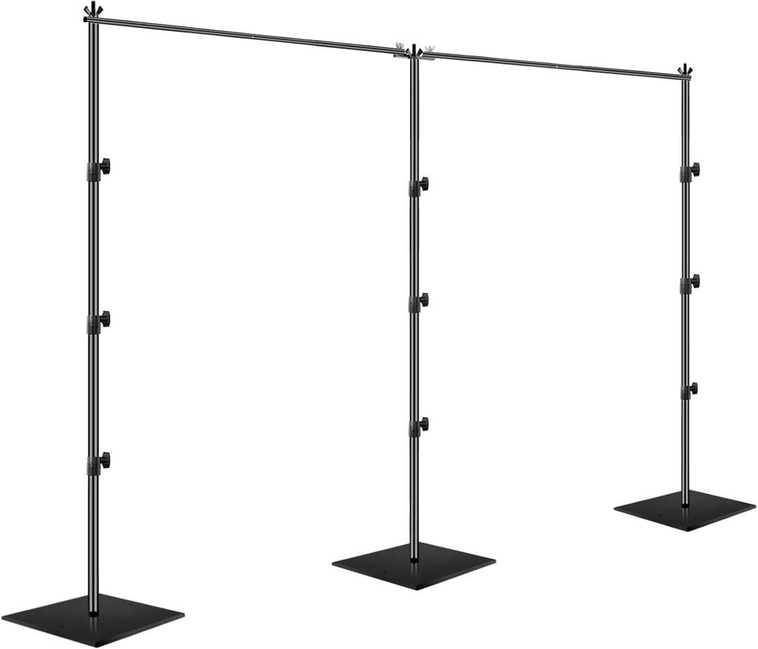 EMART 8.5x20ft(HxW) Photography Backdrop Stand for Parties, Adjustable Photo Pipe and Drape Background Back Drop Holder Frame Kit with Heavy Duty Metal Steel Base for Birthday Wedding - Black
