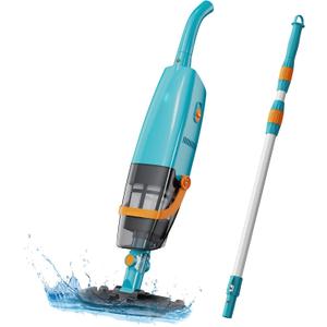LVKE Cordless Handheld Pool Vacuum with Telescopic Pole, Rechargeable Battery, 60 Mins Runtime, High-Efficiency Screen, Ideal for Spa, Hot Tub, Above-Ground & In-Ground Pools Deep Cleaning, Lake Blue