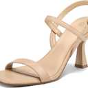 mysoft Women's Strappy Stiletto Heels Open Square Toe Ankle Strap Dress Shoes 3 Inch Kitten Heeled Sandals Size 7,5