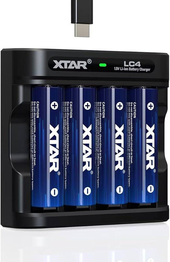 XTAR Rechargeable 2000mAh AA Lithium Ion Batteries with Charger (LC4+4PCS 1.5V 2000mAh)