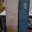 Ekena Millwork Lifetime Vinyl LL1S14X05200MB Standard Cathedral Top Center Mullion, Open Louver Vinyl Shutters, w/Installation Shutter-Lok's & Matching Screws (Per Pair), 14 1/2"Wx52"H, Midnight Blue