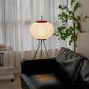 Japanese Rice Paper Floor Lamp - 3000K Color Bulb Included 49.2 Inches White Akari Standing Light - Handmade Japandi Noguchi Lamp with Lantern Lamp Shade for Bedroom Dining Room Living Room