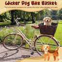 Wicker Dog Bike Basket for Small Dogs up to 8-10 Lbs, Flat-top