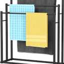 Honiter Towel Racks for Bathroom, 3 Tier Wide Towel Drying Rack Outdoor, Free Standing Towel Rack, Pool Towel Blanket Stand and Display Rack for Oversized Bath Towels, Black