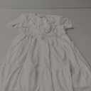 Simplee Womens White Spring Wedding Guest Mini Dress Eyelet Casual V Neck Flowy A Line Short Dresses Empire Waist Beach Dress with Pockets(White M)