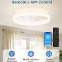 VOLISUN Low Profile Ceiling Fans with Lights and Remote, 20in Fandelier Ceiling Fan Flush Mount, 3000K-6500K Smart Bladeless LED Fan Light, White Modern Ceiling Fans with Lights for Bedroom