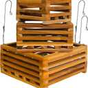 Set of 3 Strong Wooden Orchid Baskets with Hangers, Vanda Baskets for Outside
