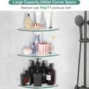 3 Pack Glass Corner Shower Shelves, Tempered Floating Glass Shelves Wall Mount, Shower Caddy Organizer, Bathroom Corner Shelf with Zinc Alloy Brackets for Bathroom, Kitchen, Living Room