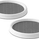 Copco 9 Inch Non Skid Pantry Cabinet Lazy Susan Turntable, Set of 2, Spinning Organizer for Kitchen, Countertop, or Bathroom, White and Gray