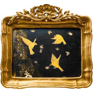 5x7 Vintage Picture Frame, Antique Bronze Gold Ornate Carved Horizontal Landscape Frame with Glass Front, Tabletop & Wall Hanging Retro Home Decor Photo Gallery Art
