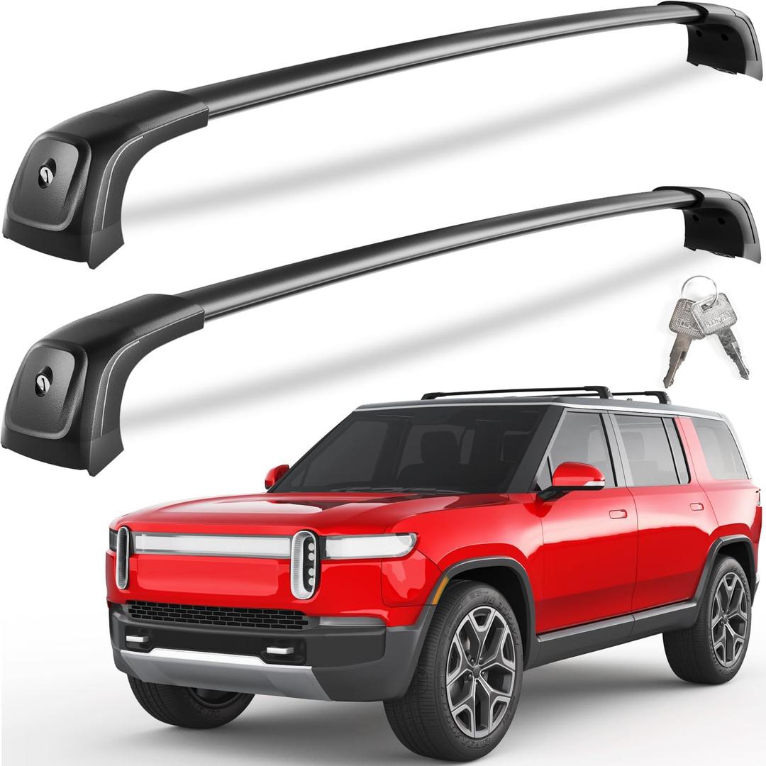 Lockable 330lbs Roof Rack Cross Bars Compatible with Rivian R1S 2022 2023 2024 2025 2026 (Without Roof Rails), Heavy Duty Anti-Theft Aluminum Roof Rails Crossbars Luggage Cargo Carrier