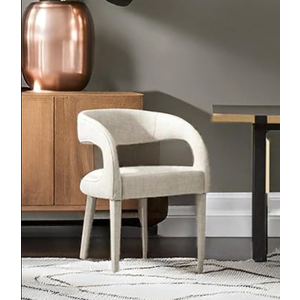 Pack of 1 Modern Barrel Dining Chair, Linen Upholstered Fabric Dining Room Chair Open Back Kitchen Chairs Accent Side Chair  for Kitchen/Dining Room/Living Room, Beige