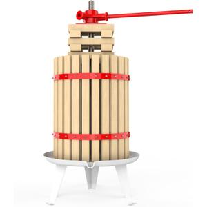 4.75 Gallon Fruit and Wine Press, Manual Cider Juice Maker with Solid Beech Wood Basket & Heavy-Duty Stand for Apples, Grapes, Berries
