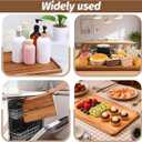 2 PCS 16 x 12 in Large Solid Acacia Rectangular Wood Serving Trays Natural Wooden Boards Serving Platters for Bar Coffee Party Dessert Tray