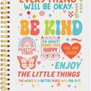 Everything Will Be Okay Cute Spiral Notebook, Mental Health Gifts for Women, Inspirational Quote Gifts for Grandma Mom Wife, Positive Vibes Birthday Gifts for Daughter Sister BFF Coworker (White)