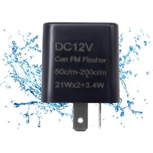 HiSport 12V 2 PIN Adjustable Electronic Flasher Relay Compatible with Honda Grom 125, Kawasaki ZX6R, 250R, Ninja 300, Z300, Black Blinker Relay Fix for LED Turn Signal Light Bulbs 1PCS