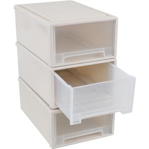 12 Quart Stackable Plastic Drawer Unit, Stacking Desktop Drawer Boxes, 3 Packs (Small)
