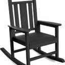Ciokea Outdoor Rocking Chair, Black HDPE Rocking Chairs for Outside, All-Weather Comfortable Patio Rockers for Front Porch Deck Balcony