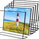 8x10 Picture Frames,Clear Frameless Horizontal Picture Frames,6 Pack Acrylic Self Standing Photo Frames for Wedding Table Numbers, Restaurant Signs, Photos and Art Display-Black Color